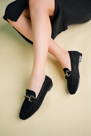 Muggo MONA Guaranteed Metal Buckled Leather Women Loafer Casual Shoes