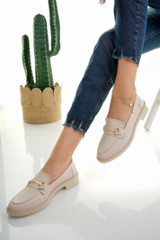 Muggo SUSSIE Guaranteed Metal Buckled Women Loafer Casual Shoes
