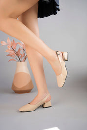 Muggo LOIS Guaranteed Backless Square-Toed Women Short Heeled Shoes