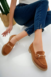 Muggo SUSSIE Guaranteed Metal Buckled Women Loafer Casual Shoes