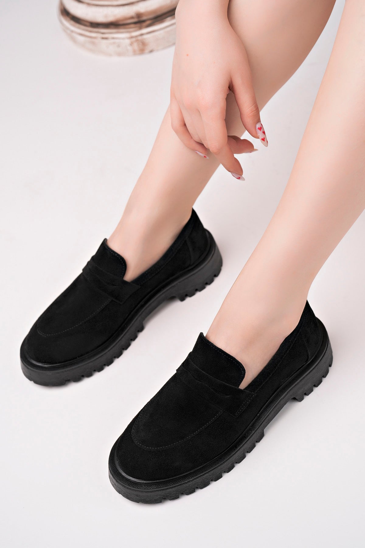 Muggo PARADISE Genuine Leather Thick Sole Casual Moccasin Women Loafer Shoes- Suede
