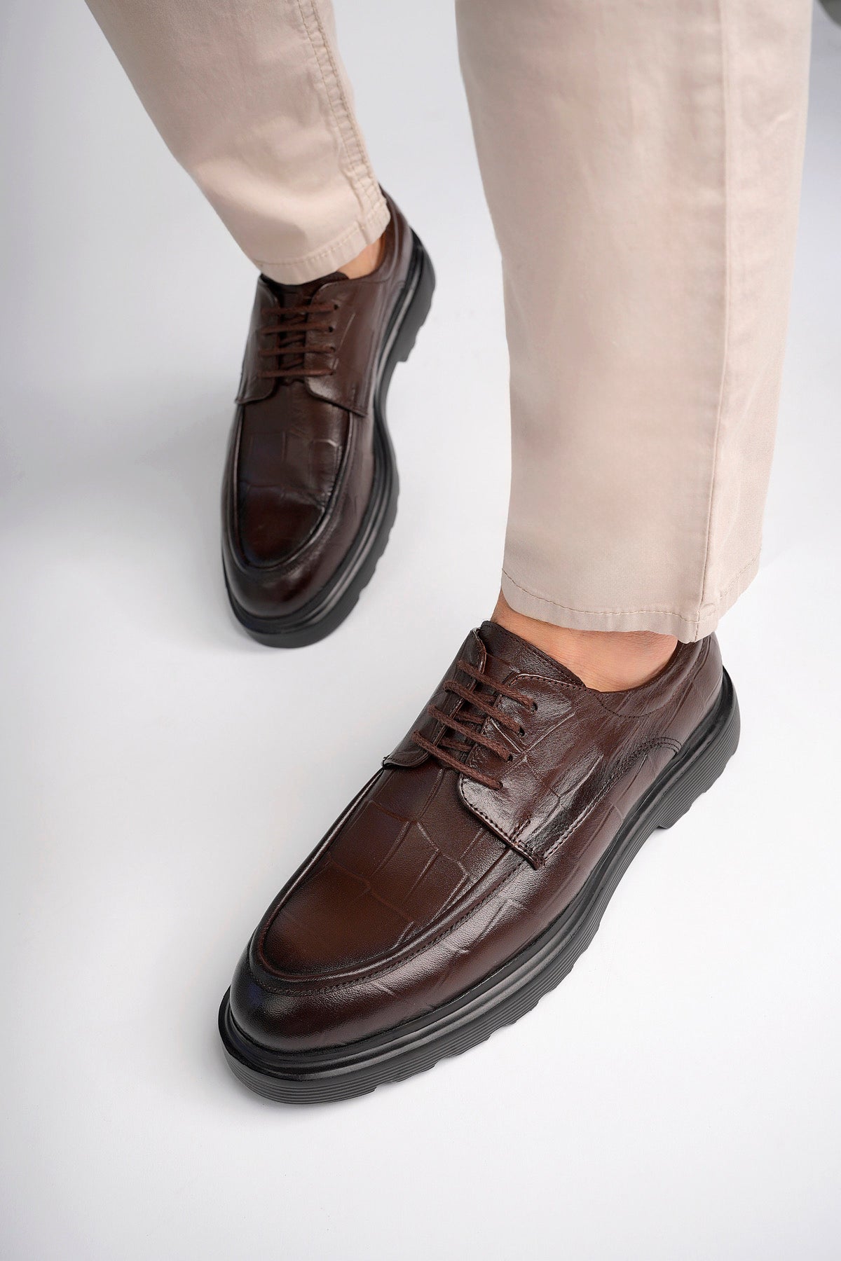 Muggo NORMAN Guaranteed Casual Classic Genuine Leather Casual  Comfortable Orthopedic Thick Sole Men Shoes