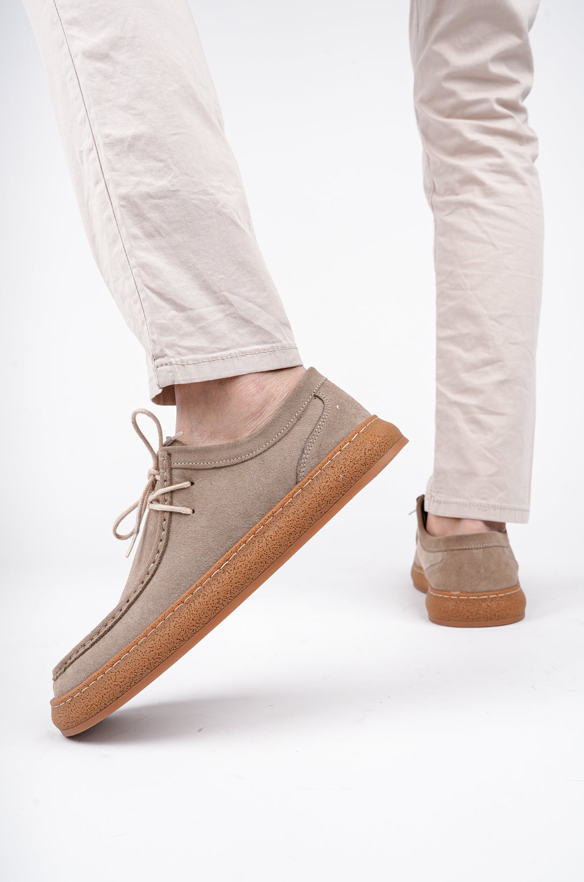 Muggo SANCHEZ Classic Genuine Leather Casual Orthopedic Laced Men Casual Shoes- Suede